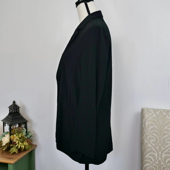 Eileen Fisher Petite Black Tencel Blazer Jacket Sz PS Double Button Notch Collar - Picture 6 of 7